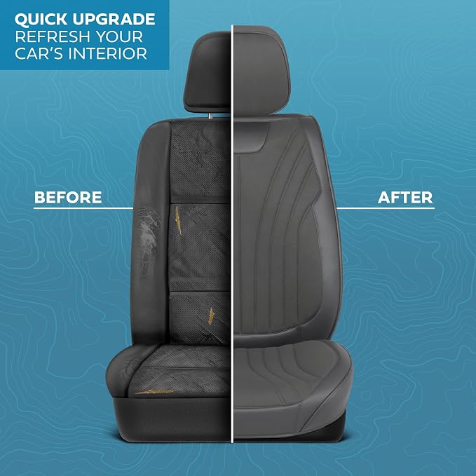 MotorBox Haven Series Suede Edition Seat Covers for Cars, Front Seat Covers, Two-Tone Suede Style and PU Leather Gray Car Seat Covers for Cars Trucks SUVs, Front Seats Only