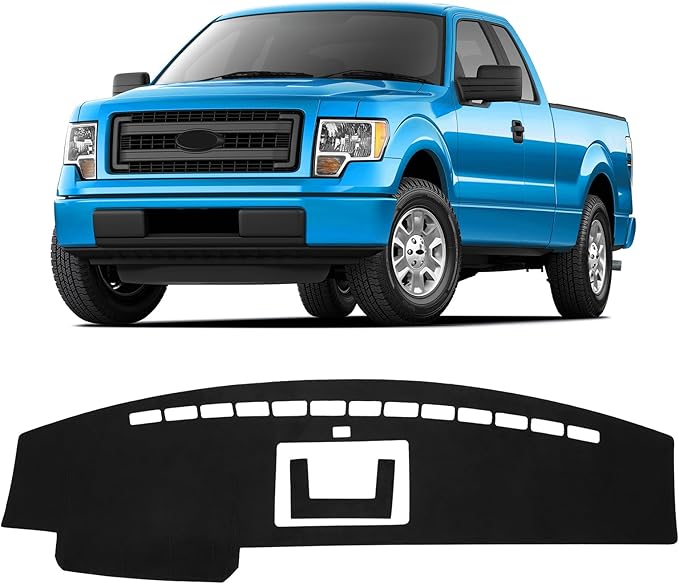 KUST Black Dash Cover Compatible with 2009-2014 Ford F150 F-150 Raptor (with Light Sensor) Polyester Dashboard Cover Non-Slip Dash Protector Accessories for F150 Custom Fit Dash Mat No Glare