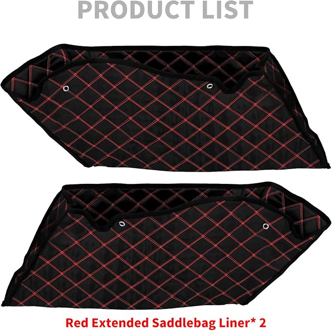 4'' Stretched Saddlebag Liners Inserts Red Thread Compatible with Harley Touring 2014-2023 1 Pair