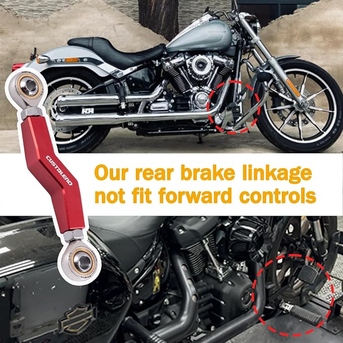 Brake Pedal Angle Adjustment Lever for Harley, Rear Brake Riser, Red Brake Linkage Compatible with 2018+ Softail M8 Harley Low Rider S/ST, Street Bob, Makes Braking 20% Easier