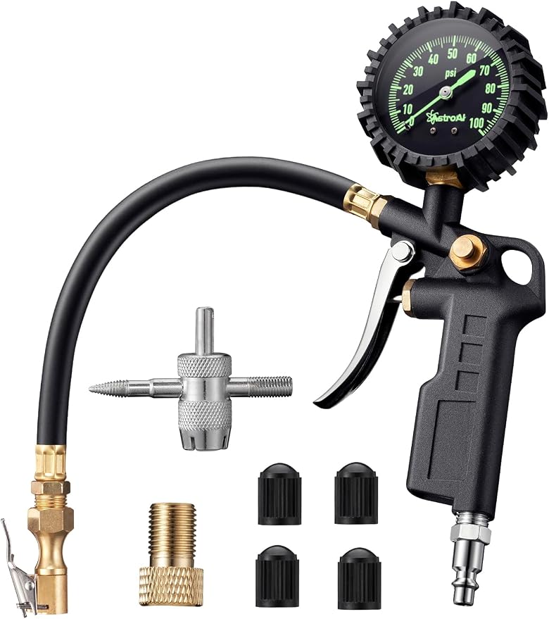 AstroAI S8 1500A Car Battery Jump Starter & 100 PSI Glow Dial Tire Pressure Gauge with Inflator