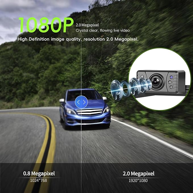 Backup Camera for Truck Car IP68 Waterproof Night Vision DIY Grid Lines for Car RVs Trucks Tractors Bus Semi-Trailers