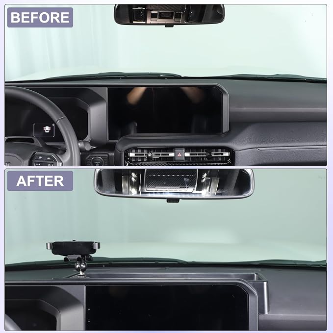 Car Center Console Dash Organizer with Phone Holder Compatible with Toyota Land Cruiser 250 Prado LC250 J250 2024 2025,ABS Dashboard Tray Storage Box Interior Accessories(Phone Mount Holder B)
