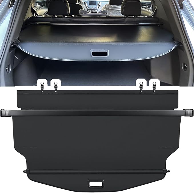 Trunk Cargo Cover for Chevy Chevrolet Equinox GMC Terrain 2018 2019 2020 2021 2022 2023 2024 2025 Retractable Rear Trunk Cargo Luggage Security Shade Cover Shield Waterproof Upgraded Version (Black)