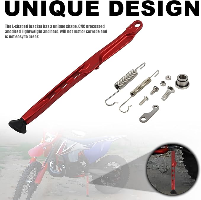 Dirt Bike Parking Side Stand Kickstand Kit,Motorcycle Kickstand Side Stand Springs Support Stand For EXC EXCF XCW XCF-W XC XCF 125 150 250 300 350 450 2023 2024(Red)