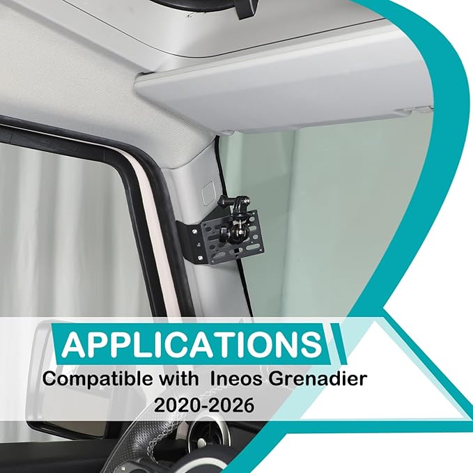 Car A-Pillar Handle Action Camera Mount Multifunctional Compatible with Ineos Grenadier 2020-2026, Automotive Driver Side A-Pillar Interior Extended Phone Holder Accessories