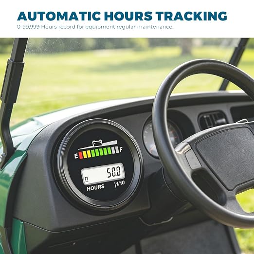 Runleader RL-BI069A DC 8V-80V Battery Indicator & Voltage Meter, Hour Meter | LED & LCD Display for Trojan AGM LiFePO4 Lead Acid GEL Lithium Batteries, Fits Golf Cart Forklift Trailer Farm Vehicle
