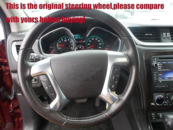 Loncky Leather Steering Wheel Cover for Chevrolet 2008-2013 Silverado 1500 /Silverado 2500 3500/2007-2014 Tahoe/2007-2014 Suburban 1500/2007-2013 Avalanche 1500/2009-2015 Traverse/Express