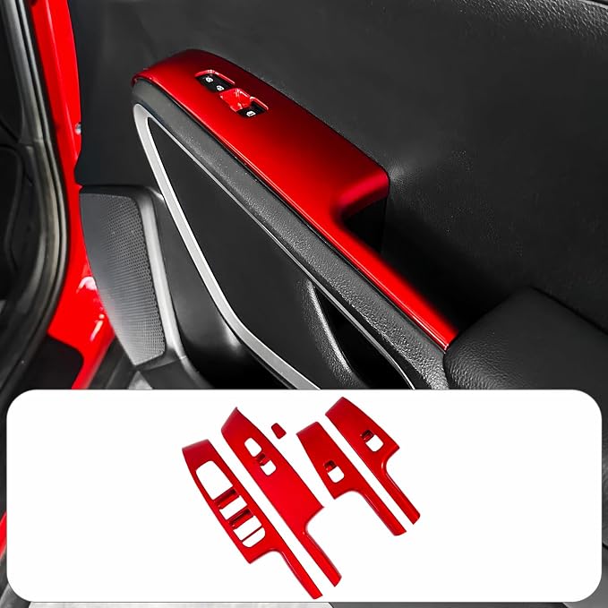 4PCS Door Lock Switch Covers Trim Compatible with Soul 2020-2026 Accessories (Red)