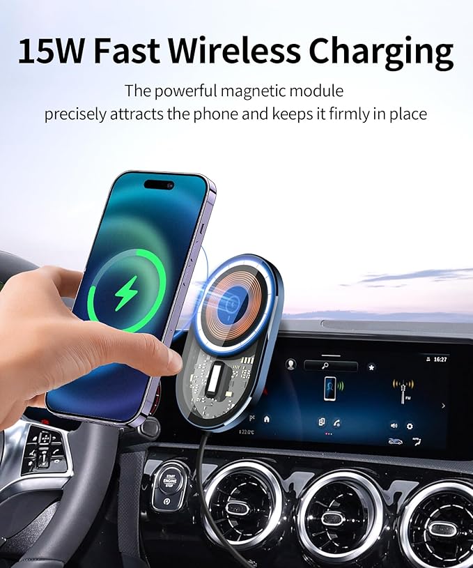 Wireless Charging Car Phone Holder for Mercedes Benz CLA-Class 2020-2025/GLB-Class 2020-2025/GLA-Class 2021-2025/A-Class 2019-2022/EQB 2022-2025, 10.25" Screen Fixed Clip