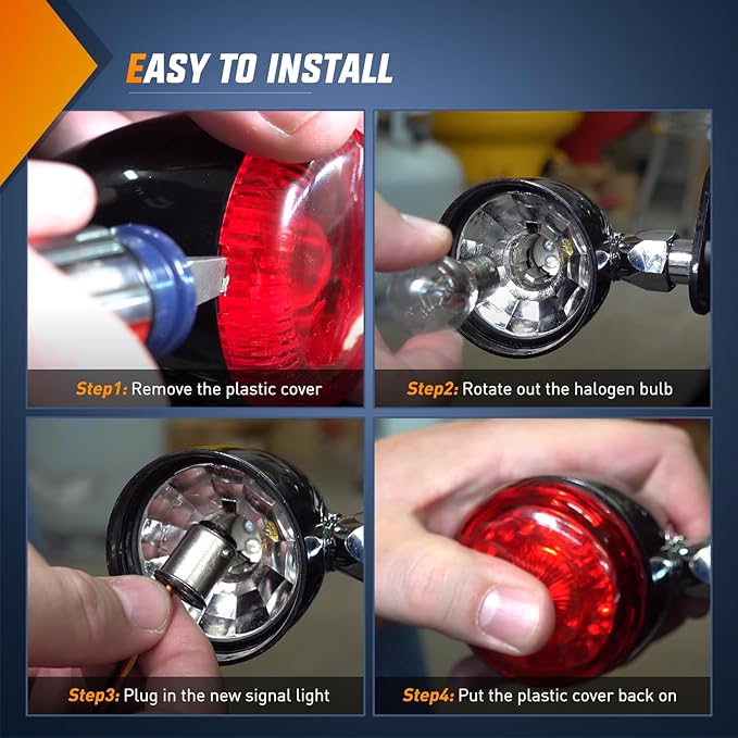 Nilight LED Turn Signal Rear Brake Running Lights 1157 Double Contacts Plug and Play for Harley Davidson Dyna Sportster Touring Street Glide Road King Iron 883