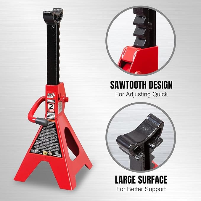 Big RED 2 Ton Steel Car Jack Stands, Fit for Automotive Cars, Sedans, 2 Pack