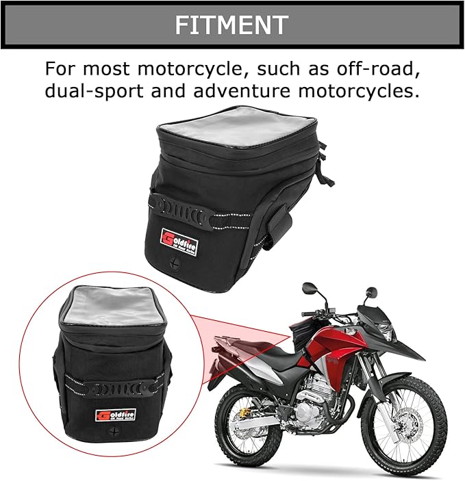 PSLER Motorcycle Tank Bag,Gas Oil Fuel Tank Bag,Waterproof Saddle Bag Reflective Shoulder Bag,2022 Upgraded (Black)
