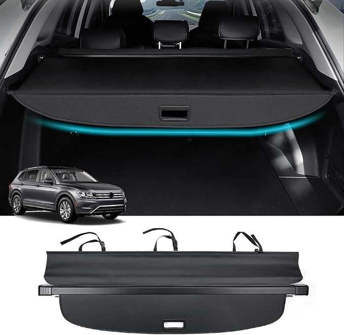 Powerty Cargo Cover for 2018-2024 VW Volkswagen Tiguan Accessories Trunk Cover Retractable Trunk Shielding Shade Cargo Luggage Cover No Gap(NOT for 2025 Volkswagen Tiguan)