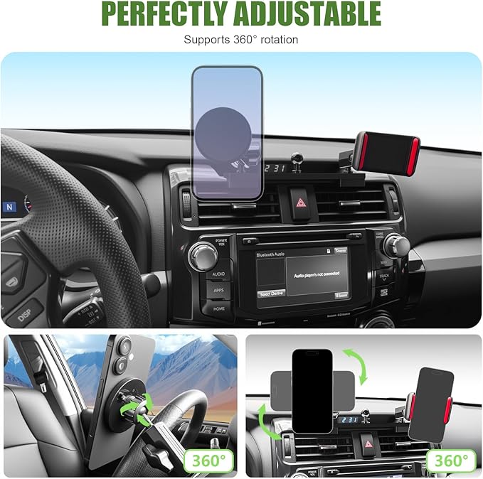 Metal Magnetic Phone Mount Holder for 2010-2024 Toyota 4Runner Strong Magnet Dash Cell Phone Cradles Adjustable Phone Stand Accessories for MagSafe All Smartphone(Upgraded Version)
