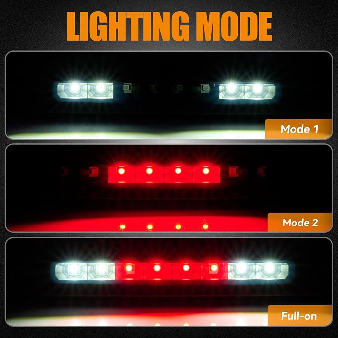 Third 3rd Brake Light LED for 1997-2010 Dodge Dakota, High Mount Rear Brake Lights Assembly for 97-10 Dakota, Waterproof Center Cab Cargo Lamp Stop Light