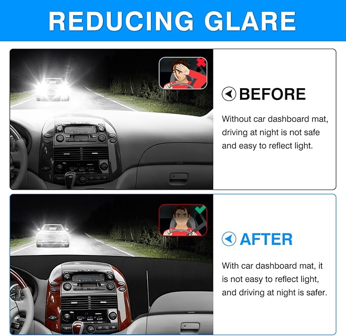 Autorder Dashboard Cover Mat for Toyota Sienna 2004-2010 Accessories Dash Cover Upgrade Flannel Dash Mat Sunshade Glare UV Rays Protector