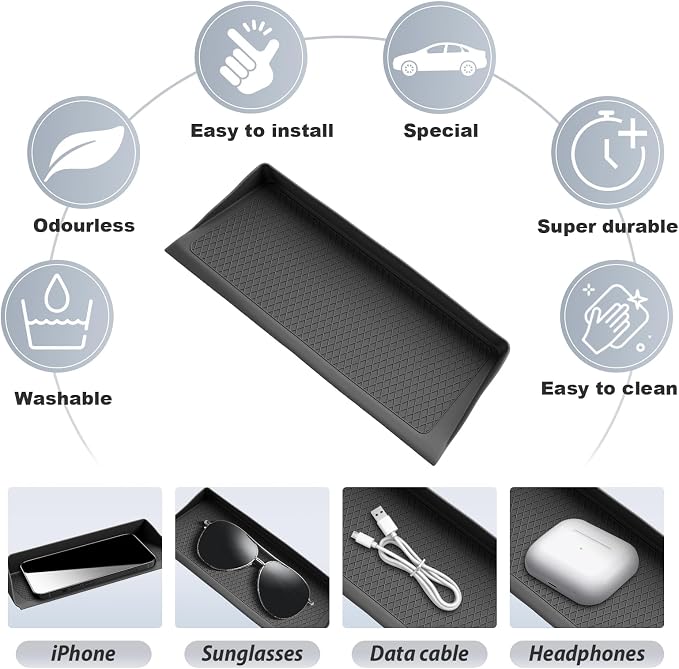 SKTU for 2024 2025 2026 Mazda CX-90 Accessories Wireless Charging Mat for 2024 2025 2026 Mazda CX-90/2025 2026 Mazda CX-70 Center Console Non-Slip Pad 2024 2025 2026 CX-90 Console Mat