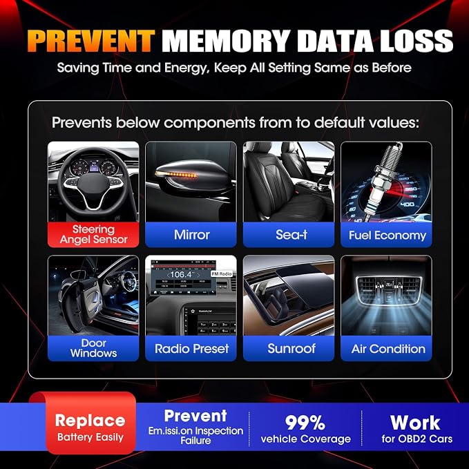 2026 Autel MaxiBAS BTMS OBD2 Car Battery Tester Memory Saver, Preserve Vehicle Data Code Electronic Preset, Maintain Data Surge Protection Attaches to 12 Volt Backup Battery, Provide Power to Vehicle