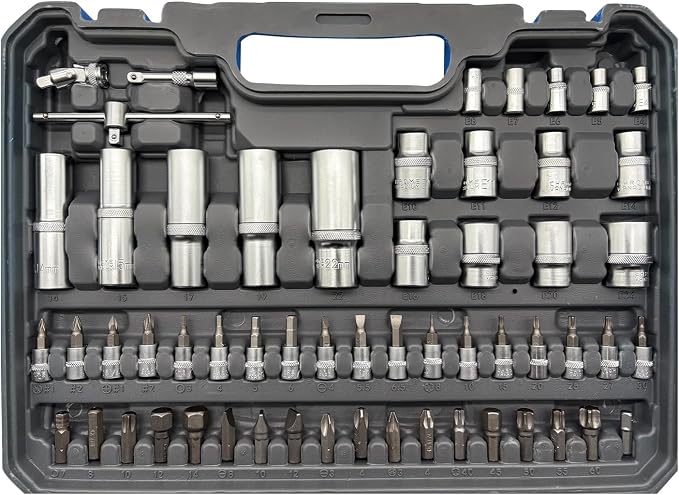 108 Pcs 72-Tooth Ratchet Socket Set, 1/2" & 1/4" Drive Set | Automotive Tool Set for Car Repair - Heat-Treated Alloy Steel The Latest Technology Metric Car Tool Set