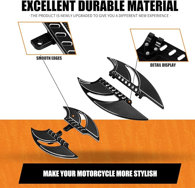 Motorcycle Floorboards Set Driver Passenger Footboards Front Rear Foot Pegs Fit For Harley Touring Road Glide Electra Glide Street Glide Softail Dyna (Black)