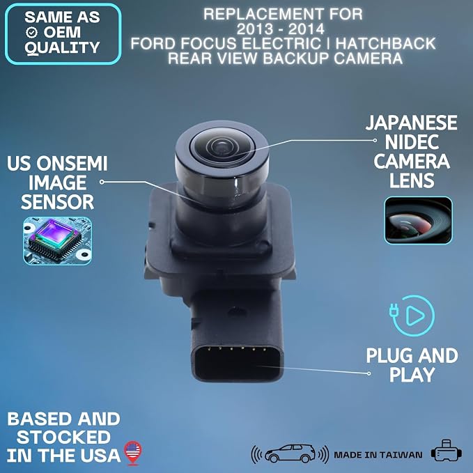 Backup Camera Replaces for 2013-2014 Ford Focus Electric/Hatchback OE Part # EM5Z19G490AA EM5T19G490AA