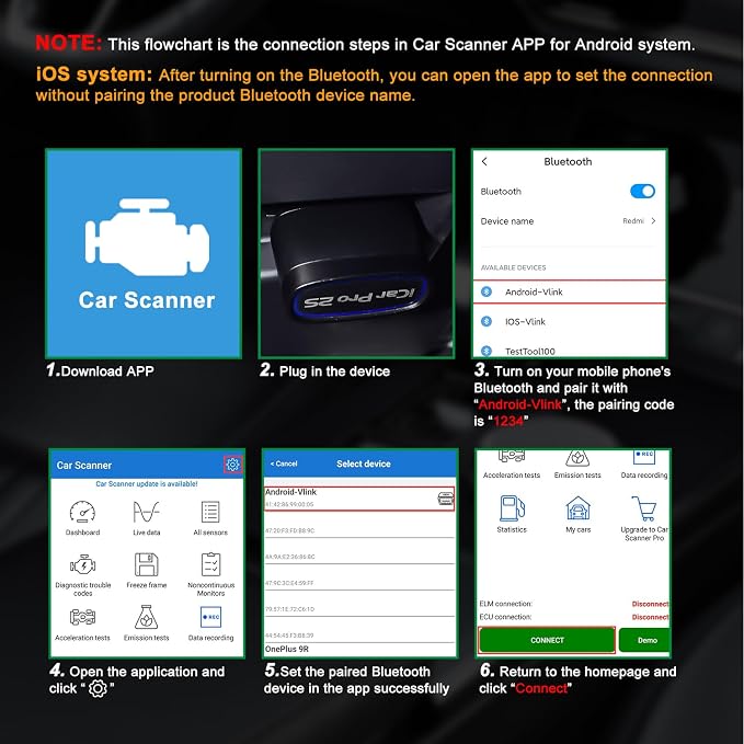 Vgate iCar Pro 2S Bluetooth OBD2 Scanner Fixd Car Diagnostic Tool Code Reader for Android & iOS & Windows, Black