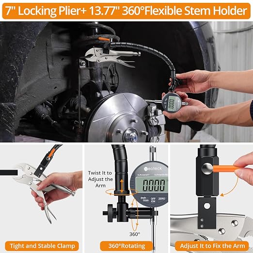 Neoteck 1" Disc Brake Rotor Gauge + 132lbs/60kg Magnetic Base