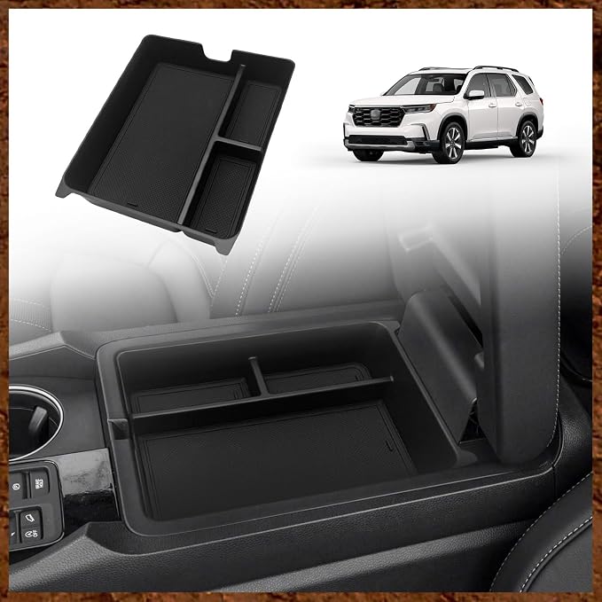 Muslogy for Pilot 2023 Center Console Organizer and Magnet Armrest Hidden Storage Box Compatible with Honda Pilot 2023-2024 Sport EX-L Trail Sport Touring Elite