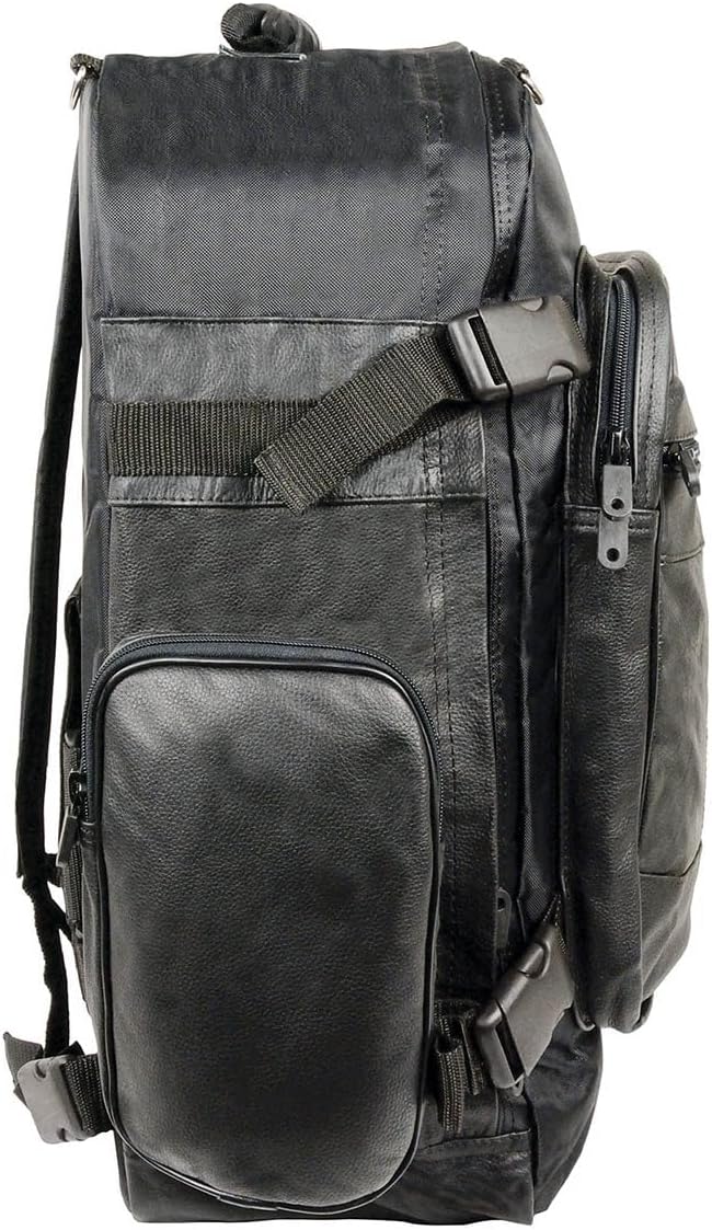 Milwaukee Leather SH540 Medium Black Size Leather and Textile Motorcycle Sissy Bar Back Pack Bag - Medium