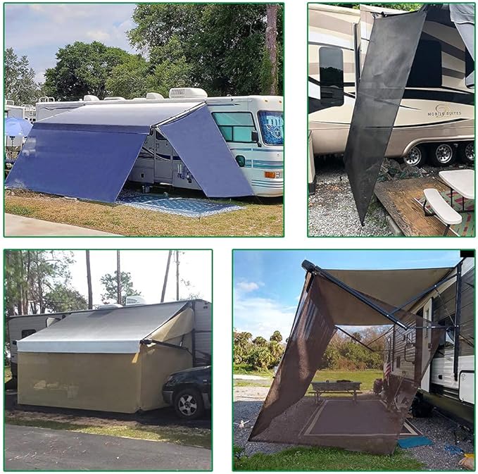 leaveshade RV Awning Side Sun Shade Screen (9'X7') Mesh Screen Shade for Camper Awning Sunshade Motorhome Trailer Awning Sunscreen Shadescreen Netting UV Blocker - 3 Year Warranty (Black)