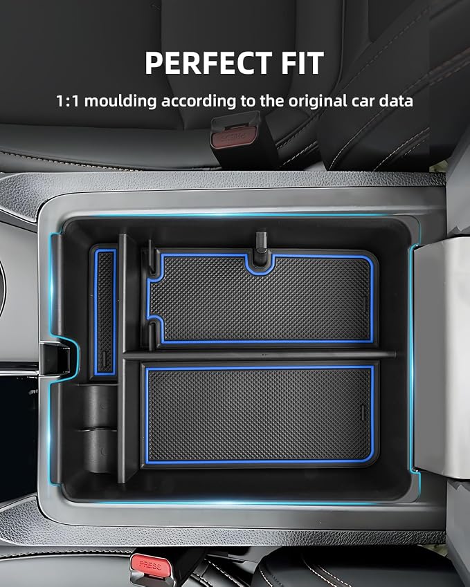 Armrest Organizer for 2025 2024 2023 Honda Pilot/2024 2025 Ridgeline/2024 2025 2026 Passport, Center Console Organizer, Center Console Tray Custom for Honda Pilot Accessories, Blue