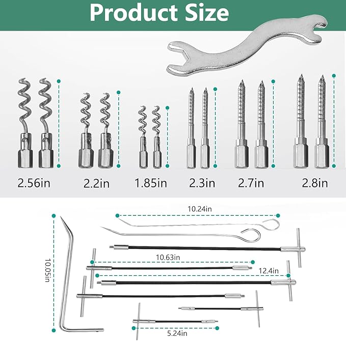 23PCS Packing Extractor Set, Easy Out Screw Extractor Set, Packing Puller Flexible Shaft Corkscrew Tool Kit, Valve Packing Removal Tool with Toolbox
