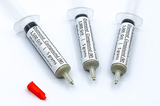 TechDiamondTools Kit of 3 Diamond Polishing Compound Polishing Paste USA Made 1500 3000 5000 Grit for Marble Glass Metal Rock Jewelry Resin Silver Gemstone with 25% of Diamond Powder