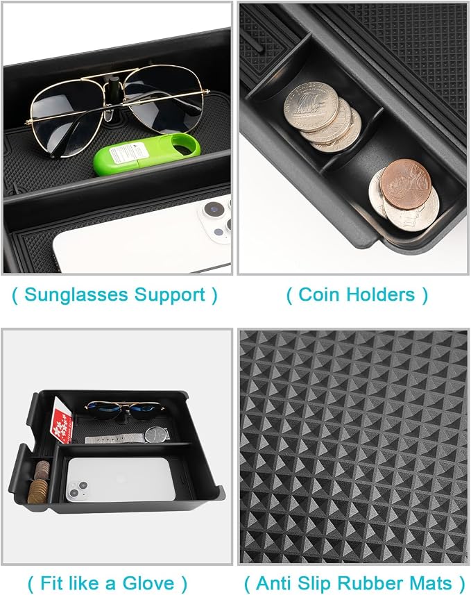 CDEFG for 2026 Honda Pilot Center Console Organizer & Passenger Storage | 2026 Honda Pilot Accessories, Front Row Passenger Storage Tray & Middle Console Armrest Storage Box, ABS Material