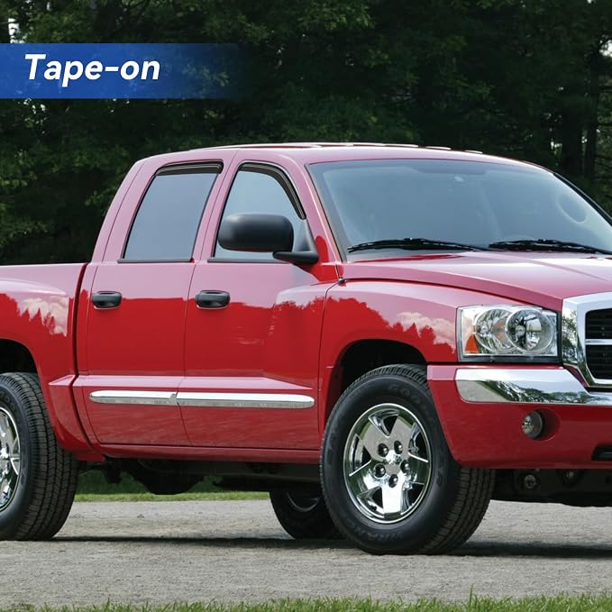Window Visors Rain Guards Shield for 2005-2010 Dodge Dakota Quad Cab, Out-Channel Window Vent Wind Deflectors Visors Shades for 05-10 Dakota Crew Cab