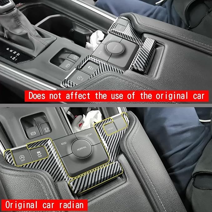 2Pcs Armrest Box Top Button Glitter Interior Modifications Compatible with Toyota Grand Highlander 2024 2025 2026 Fit for 2024-2026 Grand Highlander ABS Accessories(Carbon Fiber)