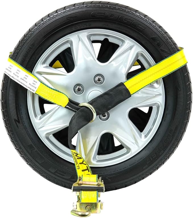 Mytee Products (4 Pack) 2" x10' Lasso Ratchet Strap with J Finger Hook Wheel Net Auto Tow Towing Car Hauler Tie Down