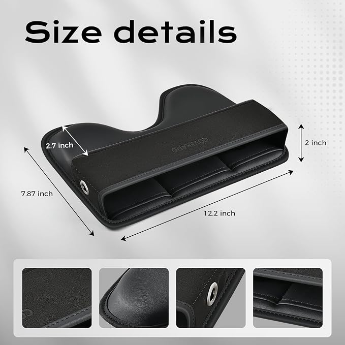 Coverado Universal Car Seat Gap Filler Organizer, Premium Suede Leather Car Seat Side Gap Filler, Seat Gap Storage Box for SUV Truck, Car Interior Accessories, Black-2pc