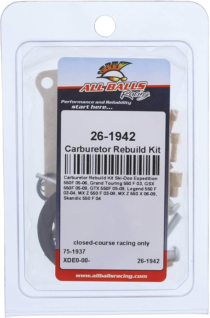 All Balls Racing 26-1942 Carburetor Rebuild Kit Compatible with/Replacement For Ski-Doo Expedition 550 F 2005, Grand Touring 550 F 2003, GSX 550 F 2005-2009, GTX 550 F 2005-2009, Legend 550 F 2003-04