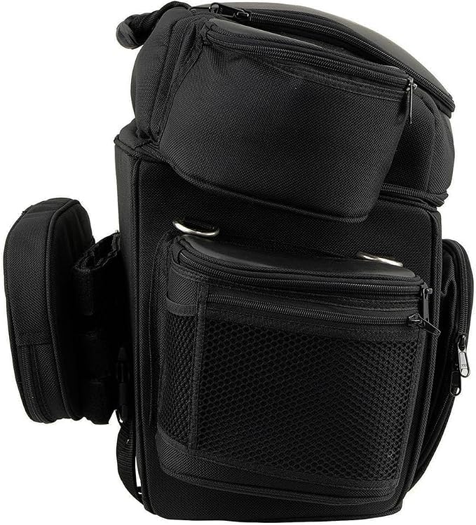 Milwaukee Leather MP8180 Medium Black '5 Pocket' Motorcycle Textile Double Barrel Sissy Bar Bag - Medium