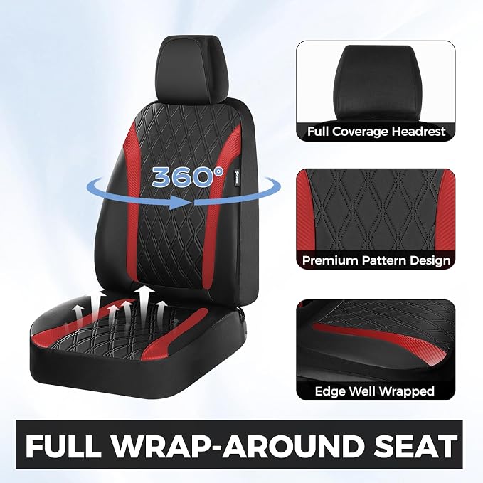 FLORICH Car Seat Covers Front Seat, Leather Seat Covers for Cars Breathable, Car Seat Protector Waterproof, Universal Automotive Seat Covers, Front Car Seat Cover Fit for Most Cars SUV Pick-up Truck