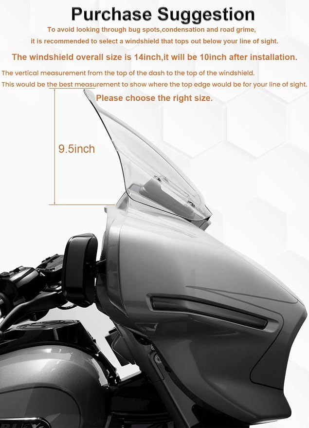 10" Wave Windshield Windscreen Wind Splitter Compatible with Harley Davidson Touring CVO Street Glide FLHXSE 2023-up,Street Glide FLHX 2024-up & FLXHU 2025-up (Black)
