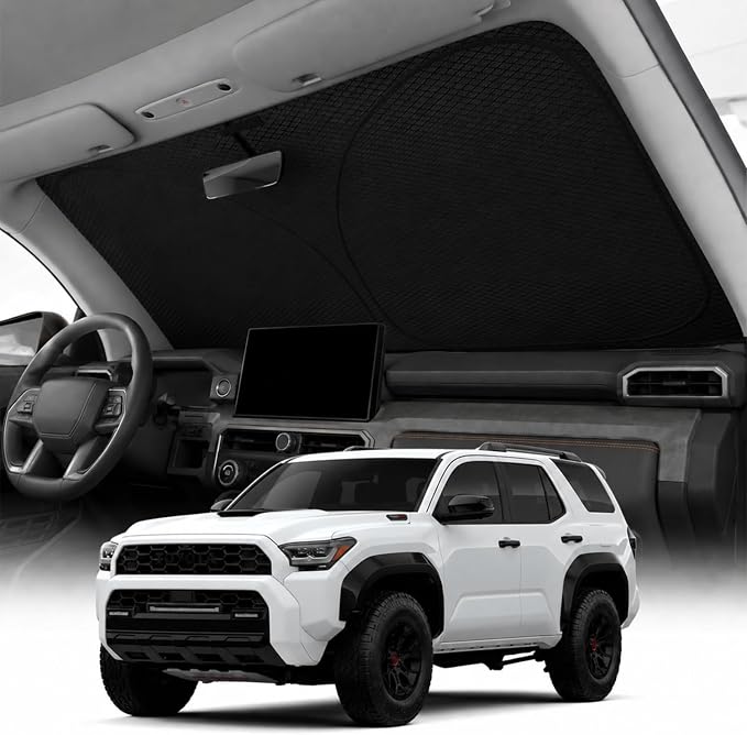 REEVAA 2026 3rd Pro Windshield Sunshade for 2010-2026 Toyota 4Runner | Dual-Layer Heat & Sun Defense, OEM Design | Foldable Sun Shade Car Accessories with Storage Bag