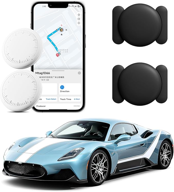 GPS Tracker for Vehicles,Mini Hidden Car Tracker with Magnetic Case,No Monthly Fee Real Time GPS Car Tracker Compatible with iOS & Android -Black,2PCS