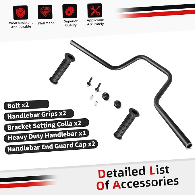 Heavy Duty Handlebar w/Grips Assy For Honda 2005 TO 2007 FourTrax Recon 250 TRX250 TE/TM 53100-HM8-B00