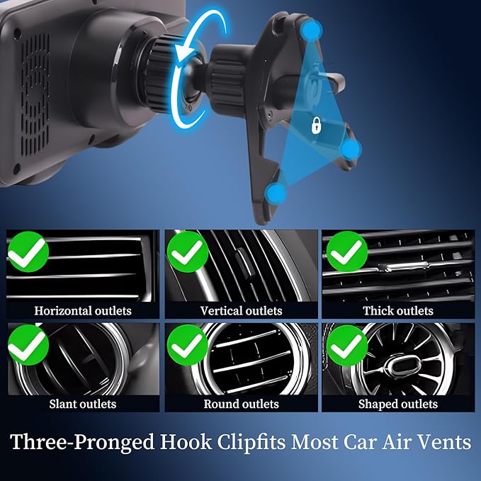 Wireless Car Charge, 2 in 1 Auto Rotating Car Phone Holder, 15 Watt Dual Coil Wireless Fast Charging Phone Mount for Samsung Galaxy Z Fold 7/6/5/4/3/2 and Small ipad and iPhone