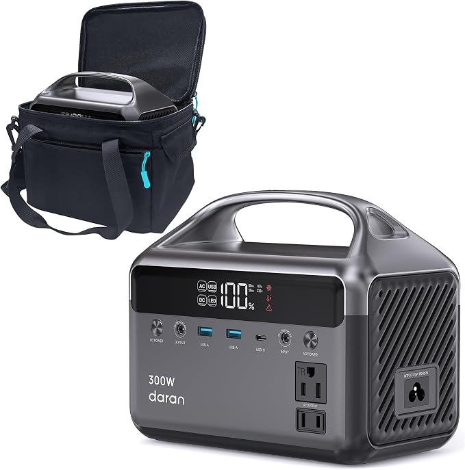 Portable Power Station 192Wh(60,000mAh) with Bag, 300W (600W surge)Power Bank LiFePO4 Battery Backup, Compact Solar Generator 8-Port Design w/2 AC Outlets for Home,RV, Hurricane, Camping,Emergency