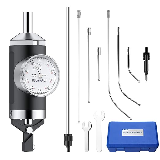 Coaxial Centering Indicator 0-0.15"/0.0005" Resolution,Co-Ax Dial Test Indicator with 6 Feelers,3/8" Shank,for CNC Mill,Lathe,Boring Machine Center Alignment
