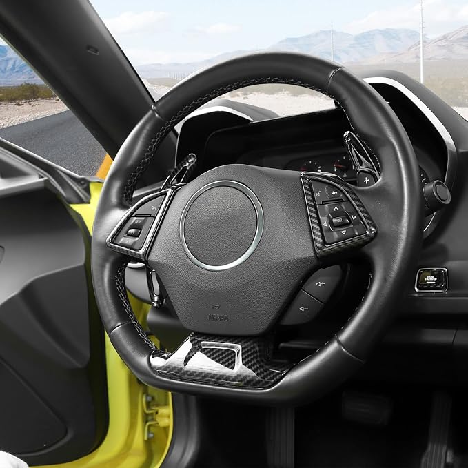 Jimen Fit for Chevrolet Camaro 2017-2024, 6PCS Carbon Fiber Interior Trim Kits - Navigation Screen Cover, Gear Shift Panel Trim